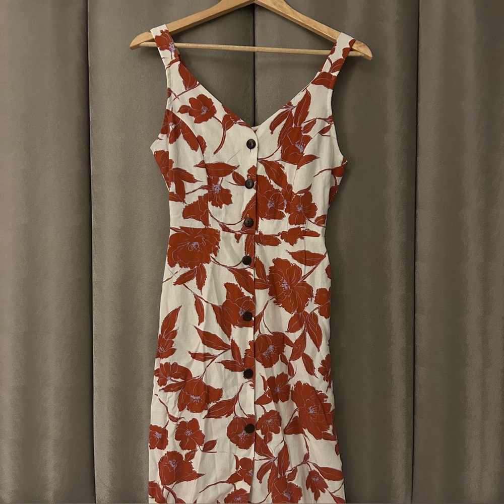 NWT Linen Blend Midi Floral Summer Dress